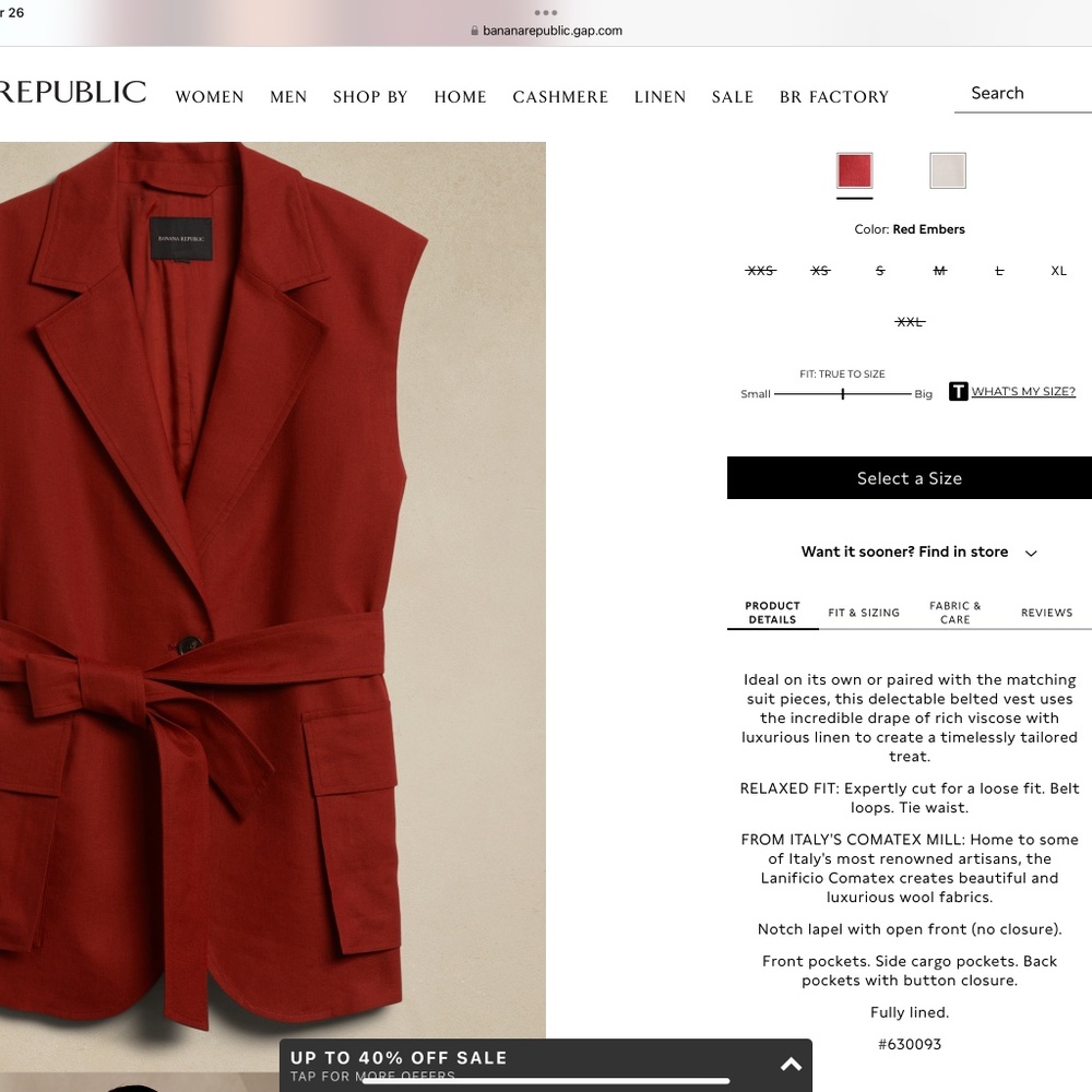 Banana Republic Lena Relaxed Linen-Blend Vest